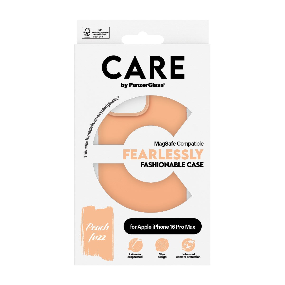 CARE by PanzerGlass® Fashionable Case Peachy m. MagSafe iPhone 16 Pro Max